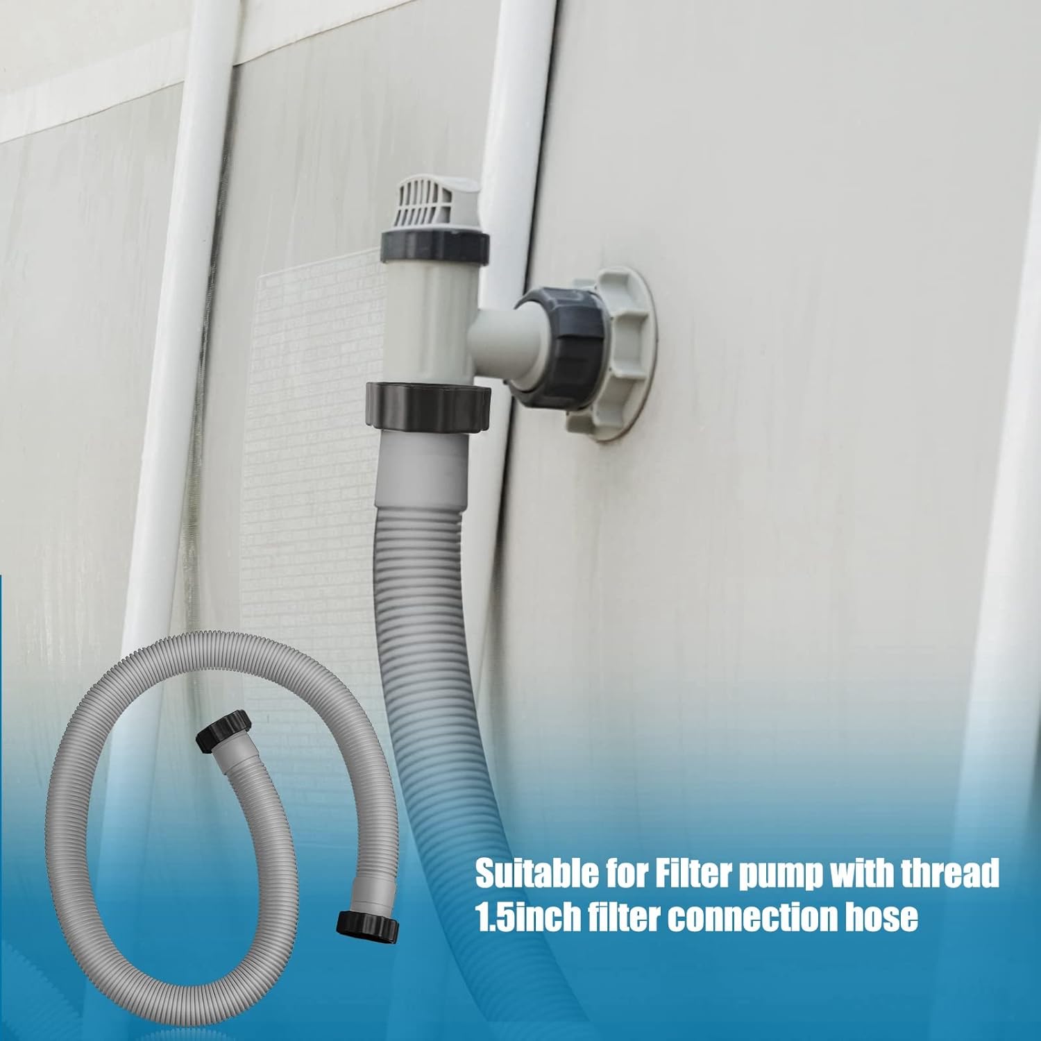 eBoot 2 Pcs 29060e Above Ground Pool Hoses 1.5" Diameter 59" Long Swimming Pool Pump Hose Replacement for Filter Pump, Saltwater System, Sand Filters Accessories(Grey)