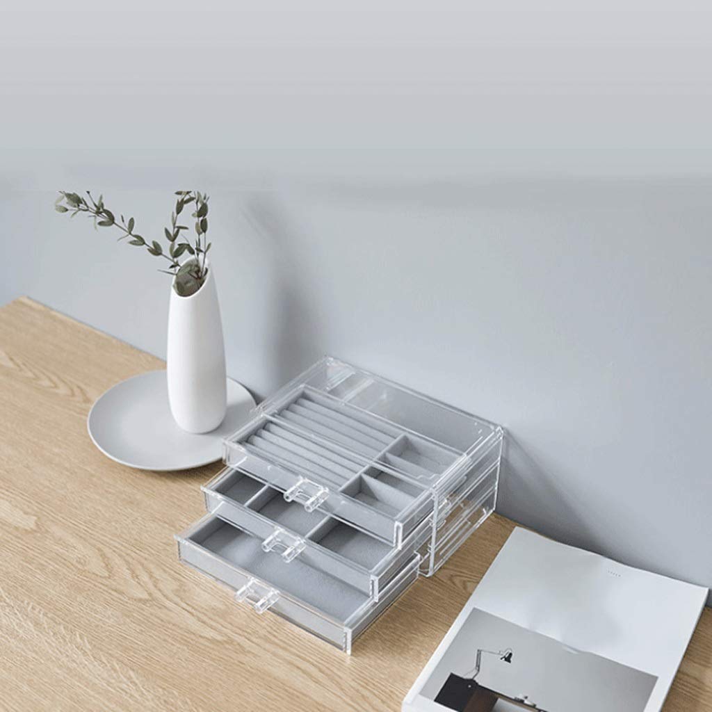 Scatola portaoggetti in plastica Grigia, portaoggetti in Stile cassetto, Collana, Orecchini e Organizer in Stile Semplice