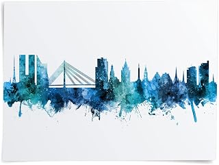 Riga Latvia Skyline art print poster, unframed -6370