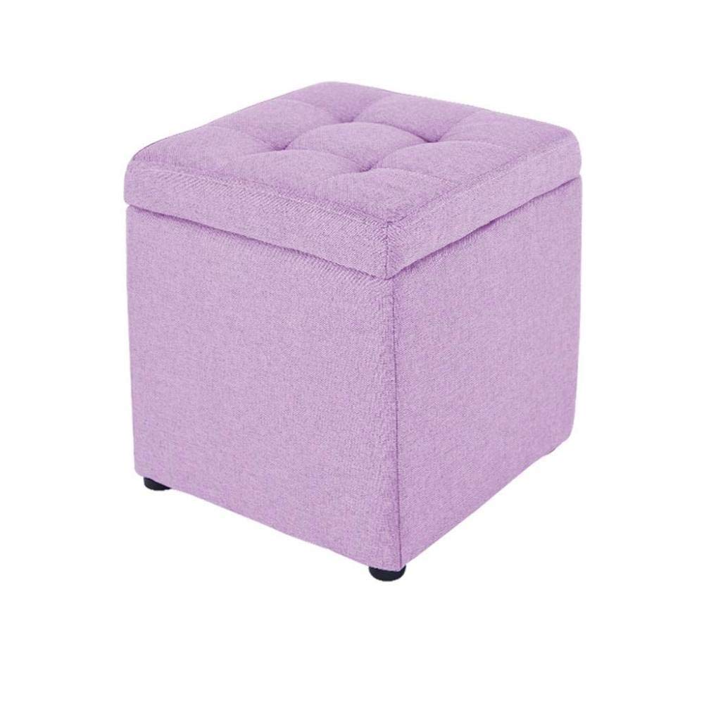 Repose-Pieds de Rangement Ottoman Cube Violet Foncé pour Chaussures et Salon
