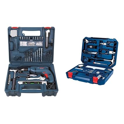 BOSCH Professional GSB 500 RE Corded-Electric Drill Tool Set, 10 mm, 500 Watt, 1 Year Warranty, Blue