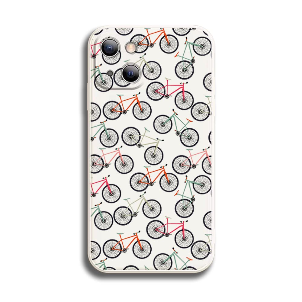 Compatible with iPhone 14 Plus Case,Colorful Minimalist Bicycle Drawing Seamless Pattern Cases for Men Women Teens,Pattern Design Shockproof Anti-Scratch Soft Silicone Case for Apple iPhone 14 Plus