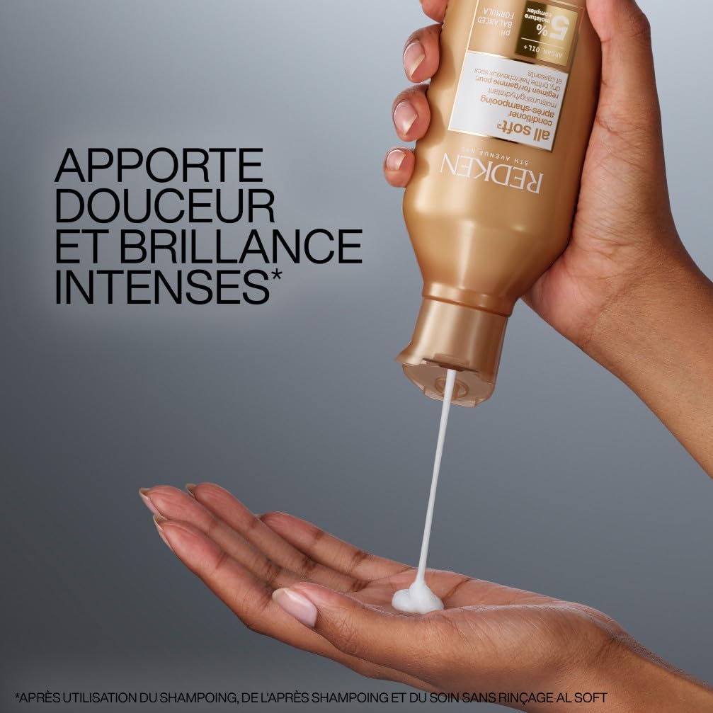 REDKEN, Après-Shampoing Hydratant pour Cheveux Secs & Sensibilisés, Protéines & Huile d'Argan, All Soft
