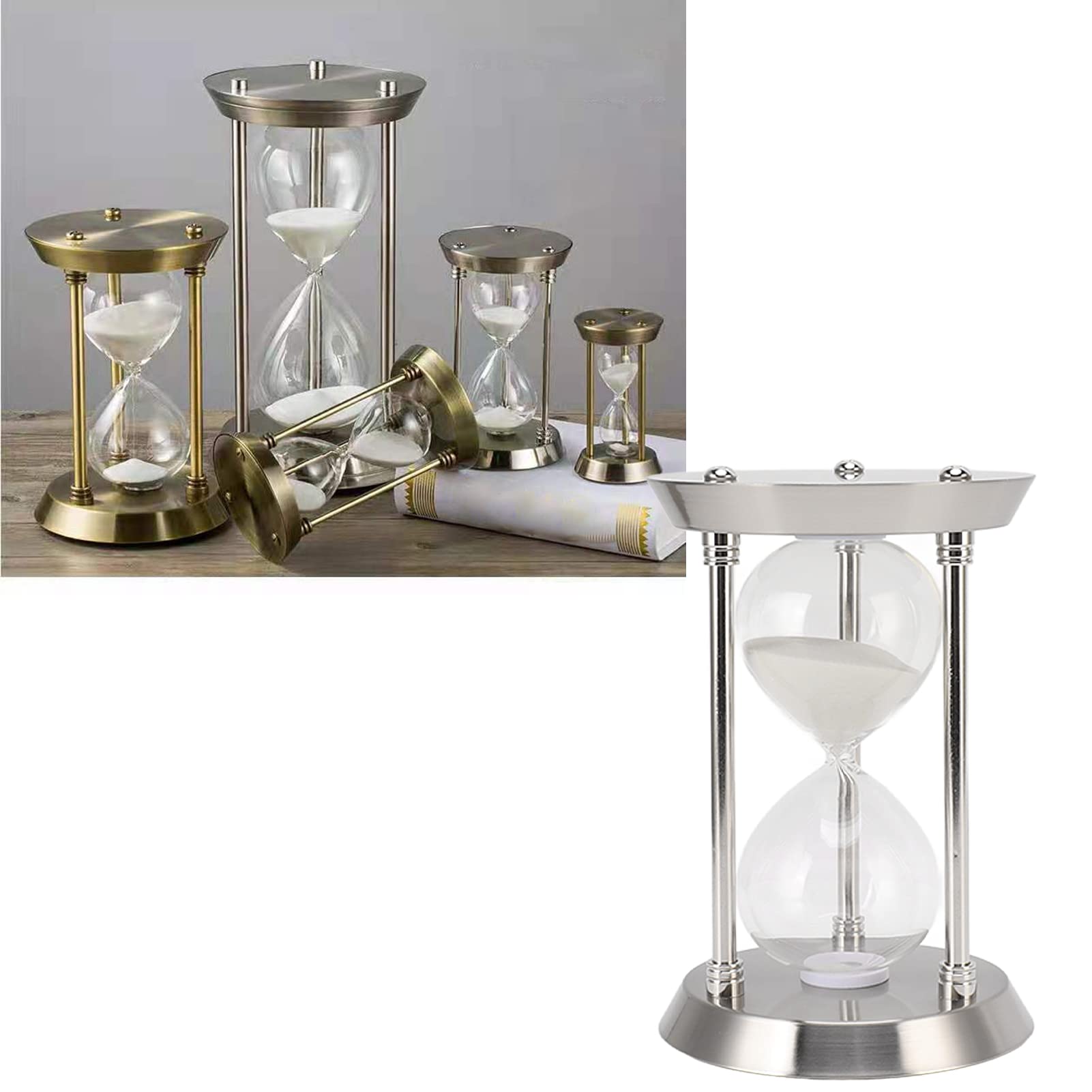 Sanduhr 30 Minuten, Sanduhren Metall Sand Uhr Goldene Deko Hourglass Vintage-Sanduhr Sand Timer mit Hochglanzbeschichtung Austauschbare Sanduhr (M 30min)