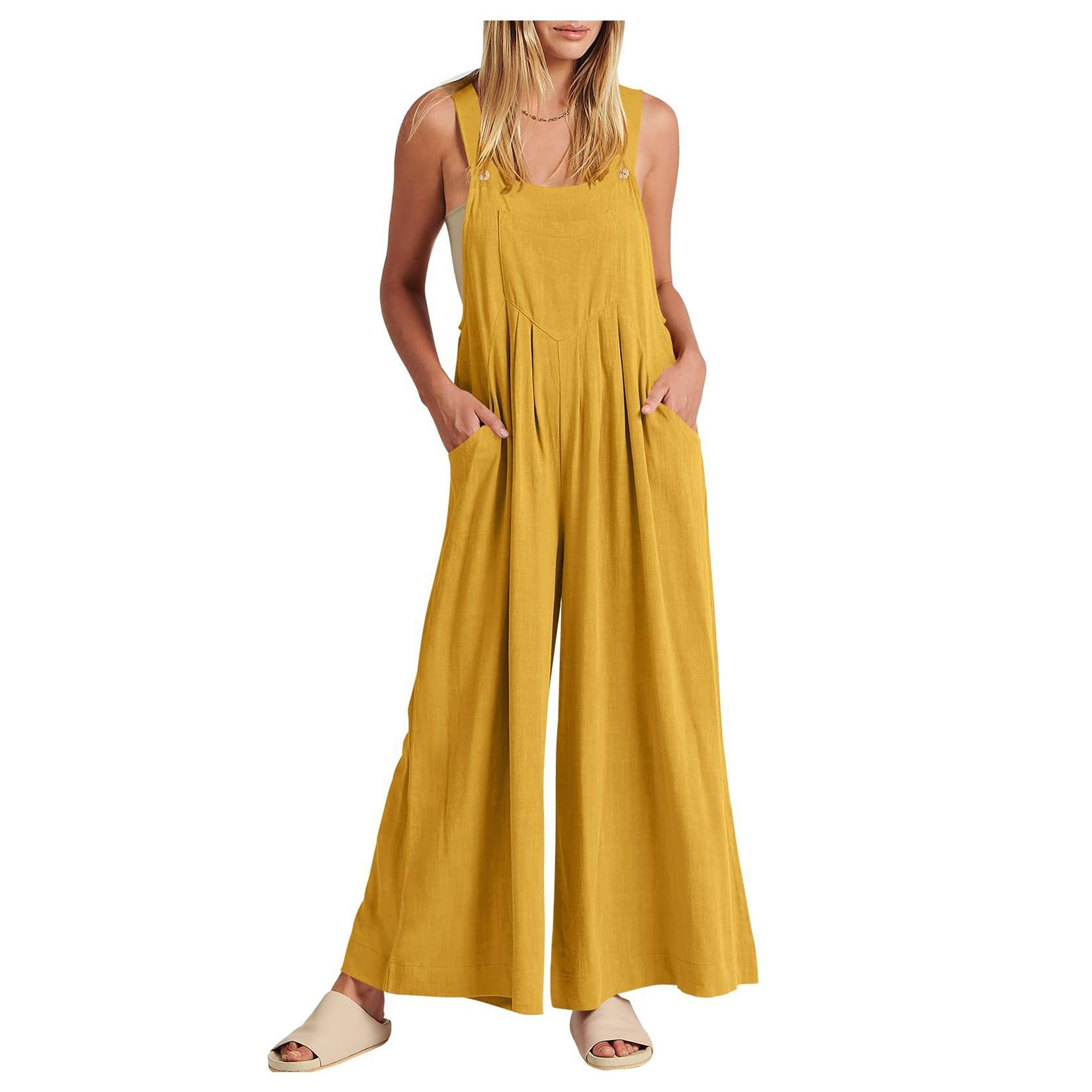 Monos para mujer UNeedVog de pierna ancha y diseño holgado sin mangas 6