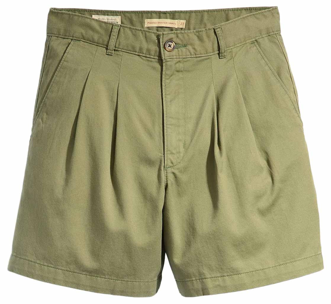 Levi's Pleated Short Greens - Splecione spodnie krótkie i zielone Kobiety