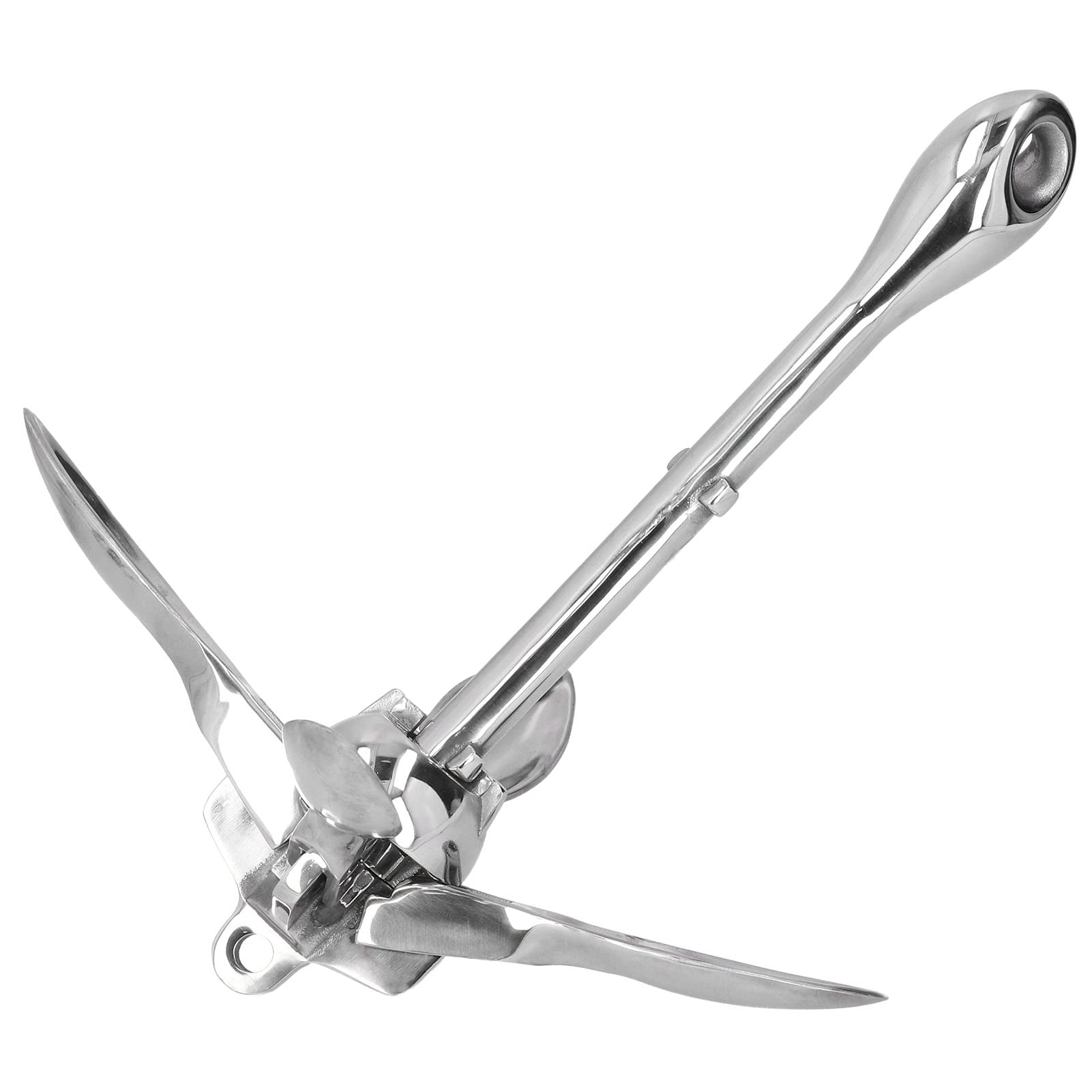 Cocoarm Ancre de Bateau Ancre Pliante en Acier Inoxydable 316 Grappin de Bateau de 1,5 Kg avec 4 Dents Pliantes Rangement Compact Maintien Inférieur Solide pour Marin Yacht Dinghy Gonflable