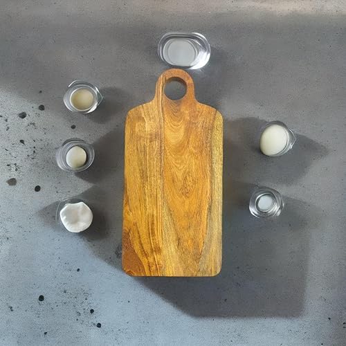 Miniatura 7 de Tabla de cortar de madera para cocina, tablas de cortar de madera en forma de 15.5 pulgadas de largo x 7.5 pulgadas de ancho con agujero para