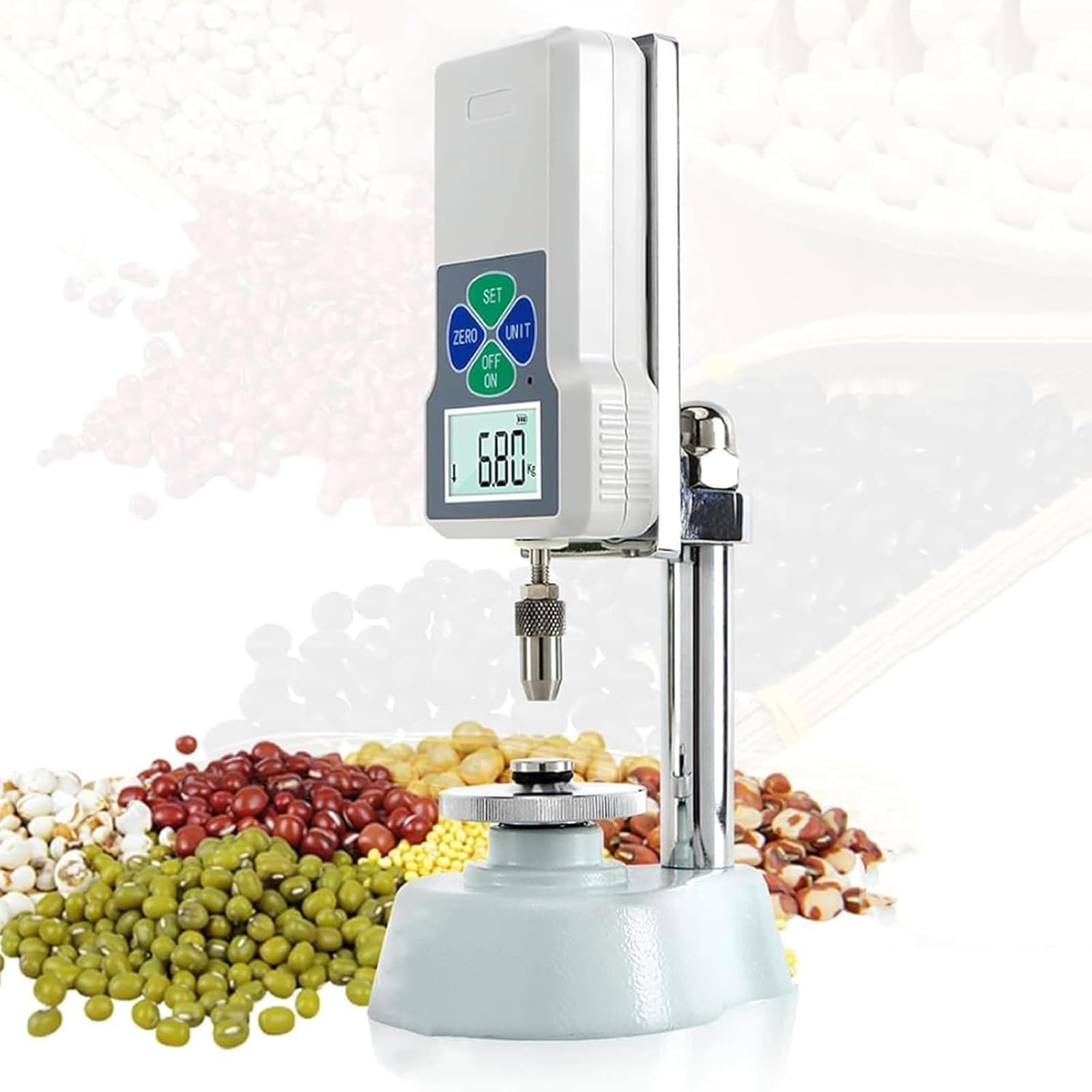 Probador digital de dureza de grano con pantalla LCD, 2 unidades y 3 métodos de medición, precisión ± 2%, ideal para investigación agrícola y control de calidad
