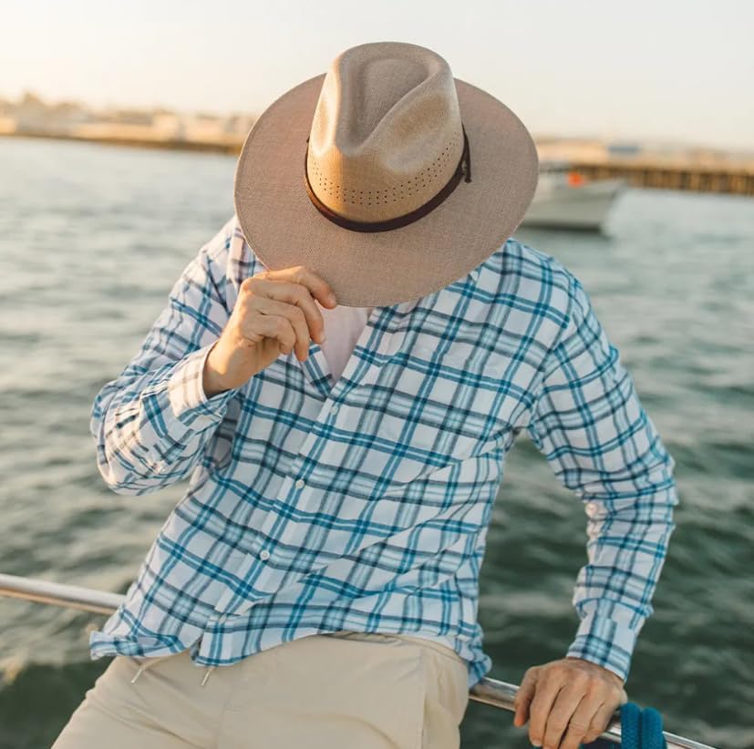 American Hat Makers Barcelona Firm Straw Hat | Handcrafted Wide Brim Sun Hat | Breathable, Durable & Perfect for Travel - Image 2