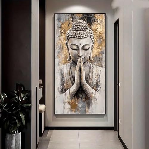 LMYSXAOZ Modern Abstract Buddha Wall Art Painting For Living Room Canvas Prints Poster Spiritual Zen Meditatio Office Decoration(60X120cm)