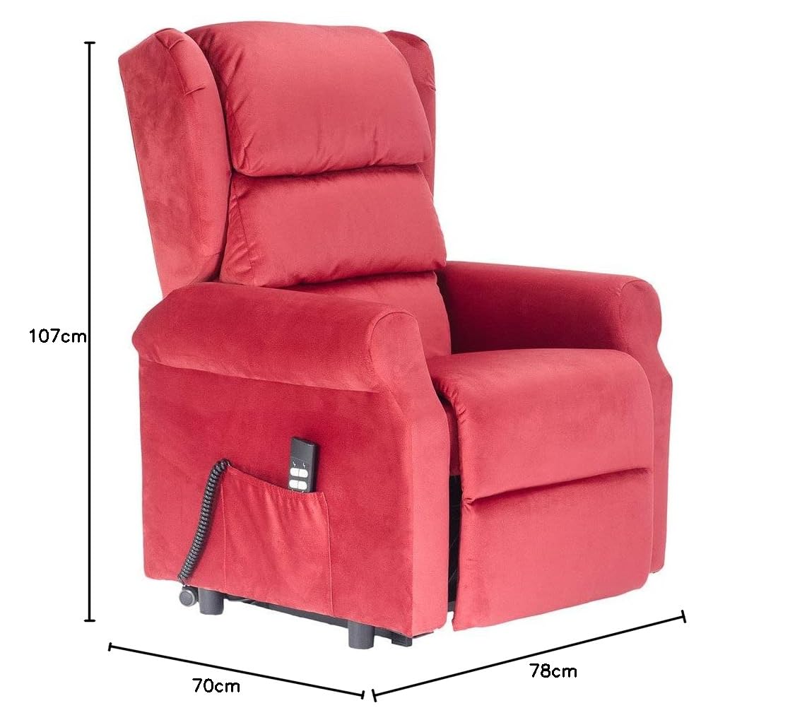 POLTRONE ITALIA Carl 2 Moteurs PERSONNALISÉ Fauteuil releveur inclinable Dispositif Médical système de Roue siège à Micro-Ressorts Doux Velours Rouge