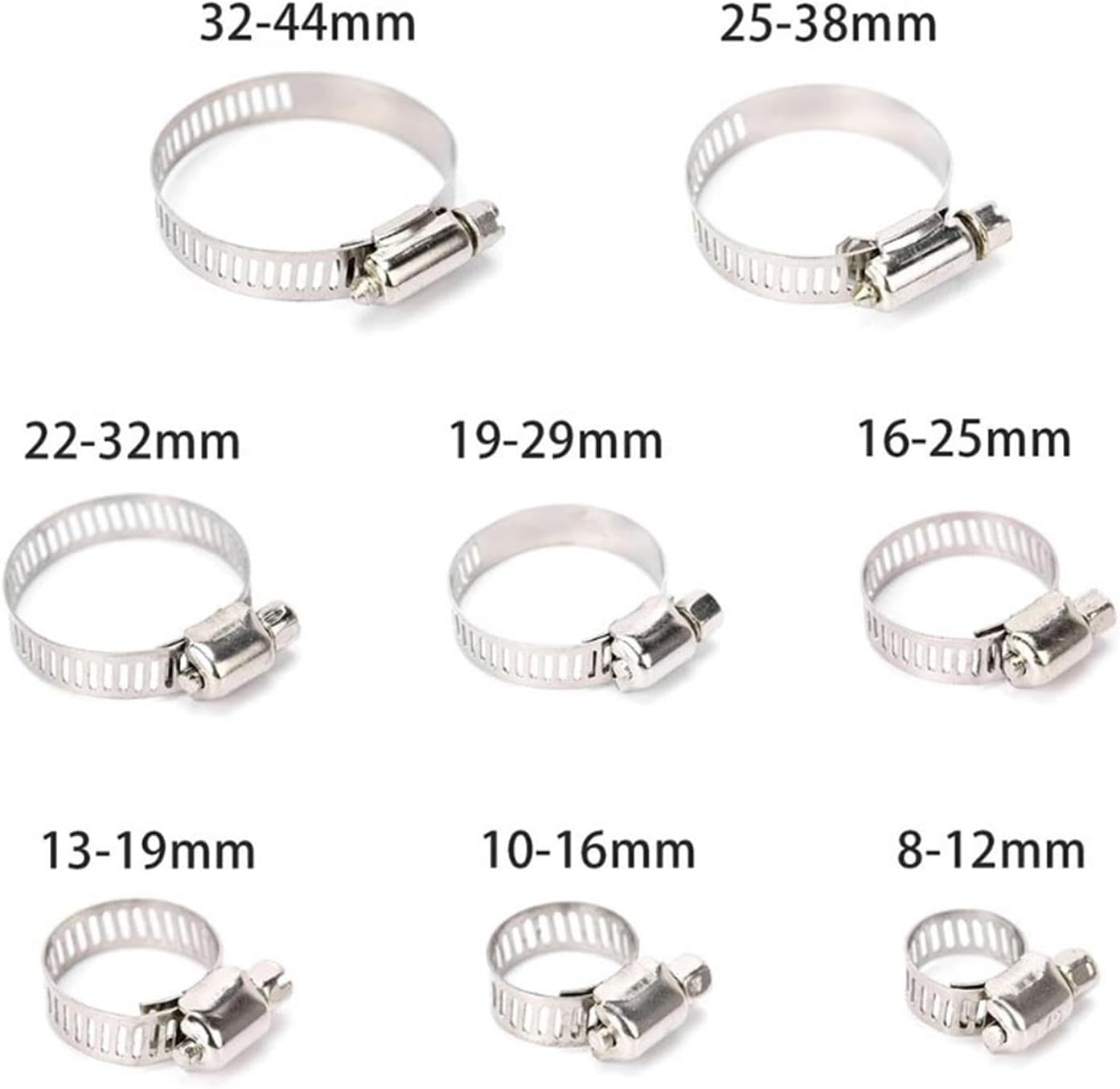 101pcs Adjustable Stainless Steel Screw Band Hose Clamps Car Fuel Hose Clamps Pipe Clamp Worm Gear Clip Hose Clamp Plier Tools