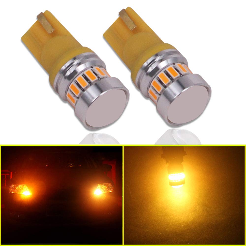 2 Ampoules LED T10 Ambre 12-24V - Super Lumineuses Pour Plaque Immatriculation Voiture