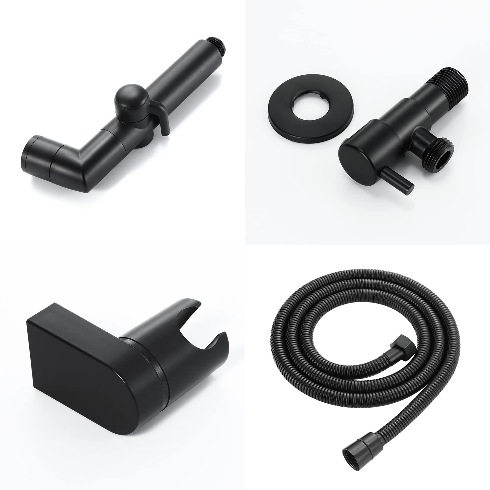 Rociador de Bidé de Mano Pulverizador de Bidé Montado en La Pared Pulverizador Bidet con Válvula de Ángulo, Agua Fría, para Higiene Personal,Negro