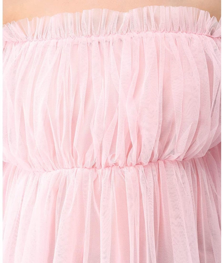 LIME 'N' LEMON Net Regular Fit Girls Casual Net Off Shouldered Top (Pink, Pack of 1) 15-16 Years 2