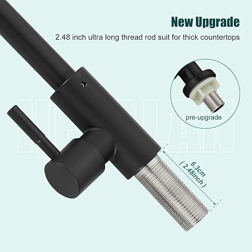 Miniatura 2 de Heyalan Grifo de cocina solo con agua fría, mango único, 1 agujero, montaje en cubierta, SUS304, barra de fregadero de acero inoxidable, cuello de