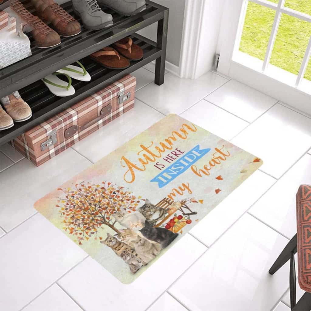 Paillasson extérieur chat automne tapis de porte de bienvenue facile à nettoyer