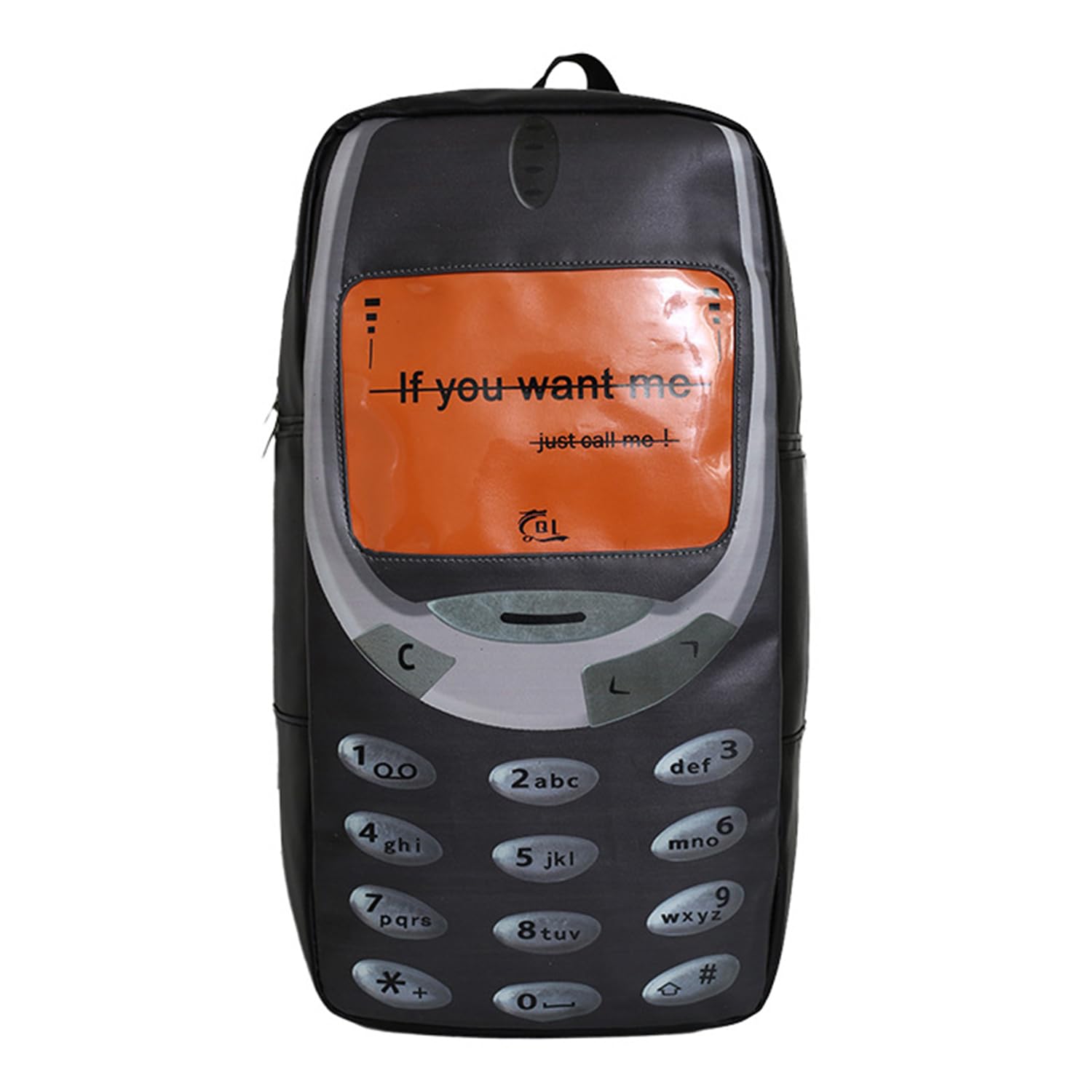Generic Telephone Backpack “If You Want Me, Just Call Me” Novel Unique Creative Leather Art Backpack Funny Backpacks for Adults (Black), 18 * 13 *