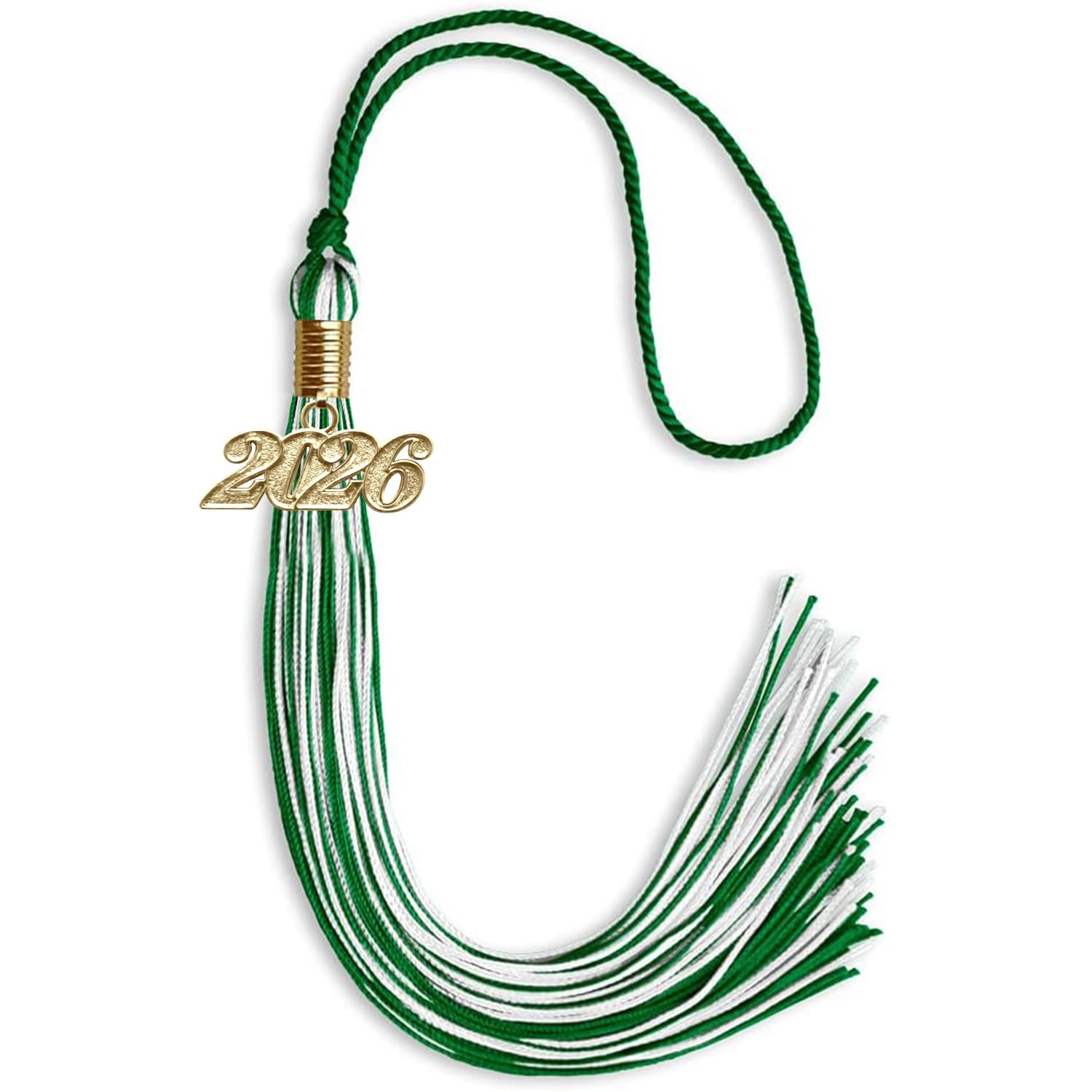 endea graduation mixed double color tassel with gold date drop greenwhite 2026