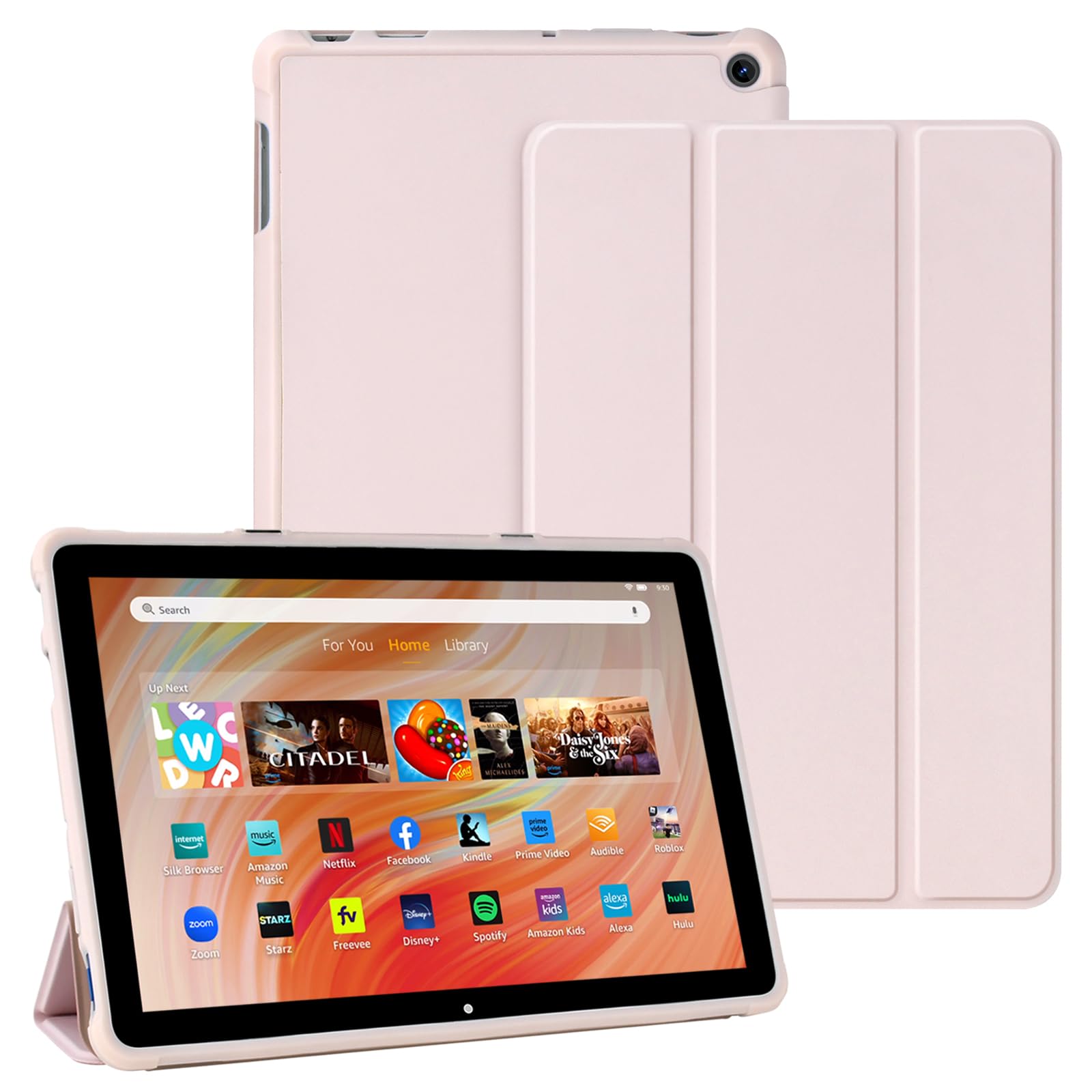 TQQ Case for All-New Amazon Kindle Fire HD 10 Tablet Case (13th Generation, 2023 Release) 10.1" - Slim Trifold Stand Cover case for Amazon Fire Tablet 10 2023 with Auto Wake/Sleep (Pink)