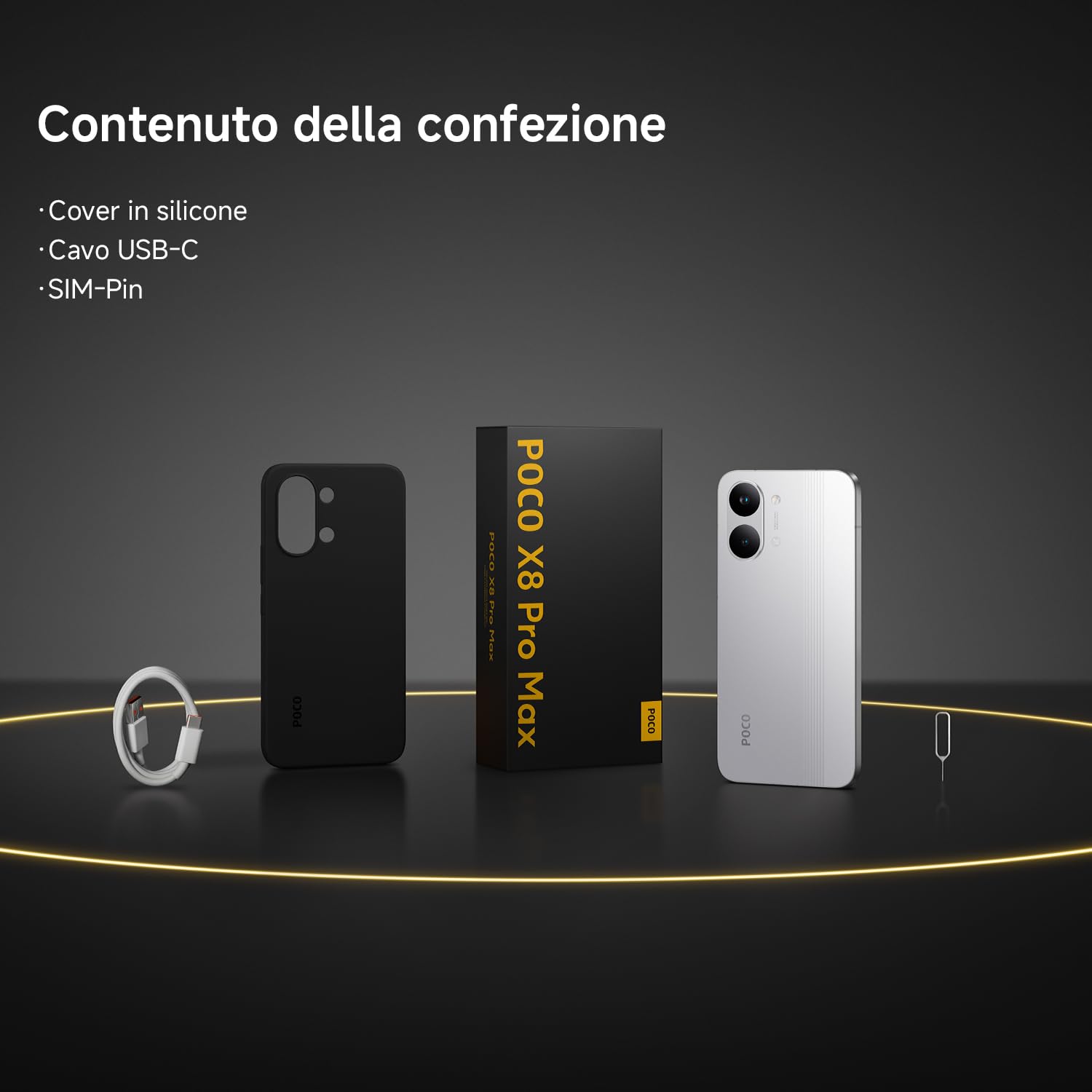 POCO X8 Pro Max, Smartphone 12+256GB, Dimensity 9500s, Batteria 8500mAh (typ), Display AMOLED ultra luminoso, Fotocamera da 50MP con OIS, Nero, Garanzia 2 anni+1 anno extra, Caricatore non incluso