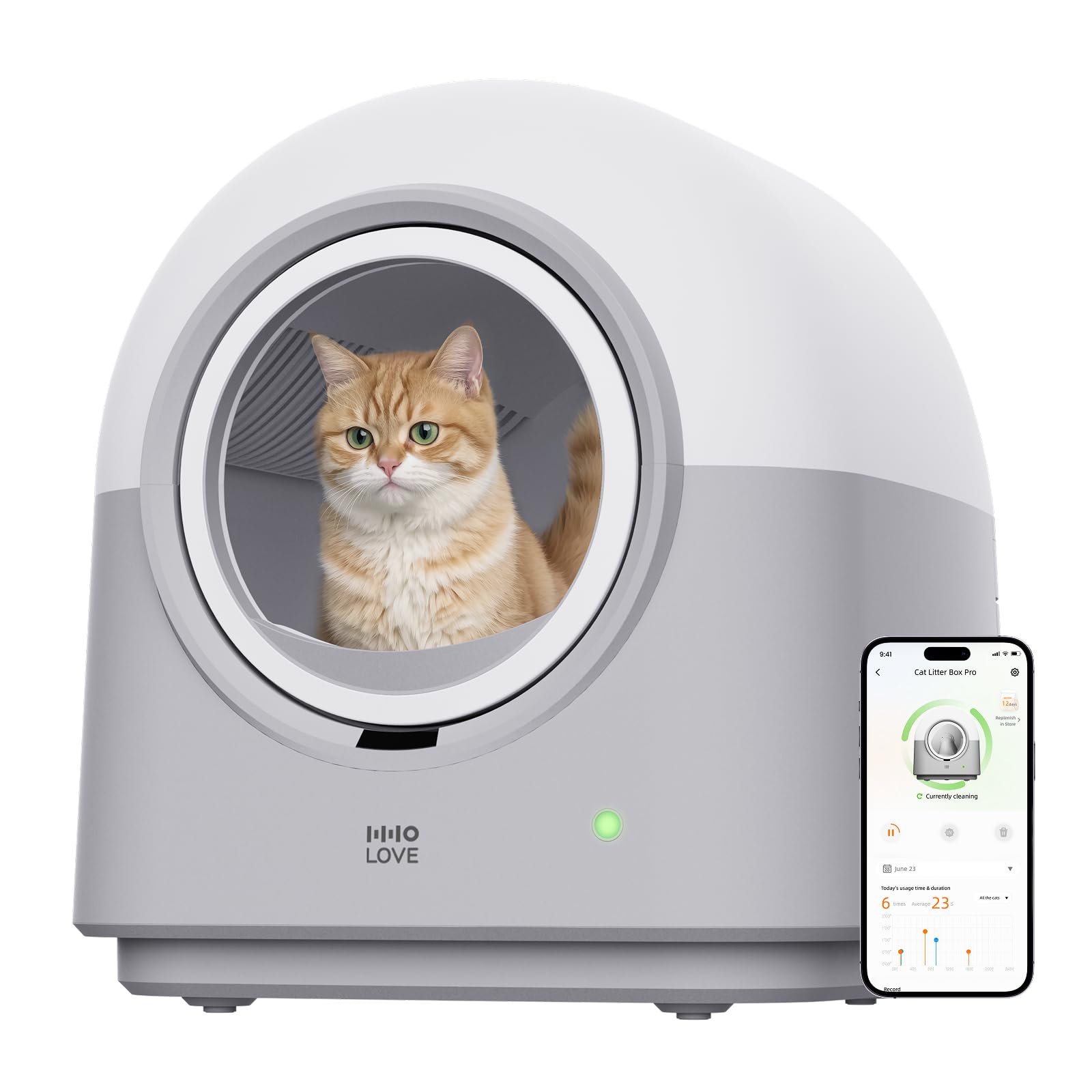 TYPro Self Cleaning Cat Litter Box Automatic Hands-Free Smart Robot self Cleaning Cat Litter Box for Multiple Cats with APP Control Safe with Litter Mat Waste Bags and Deodorizer