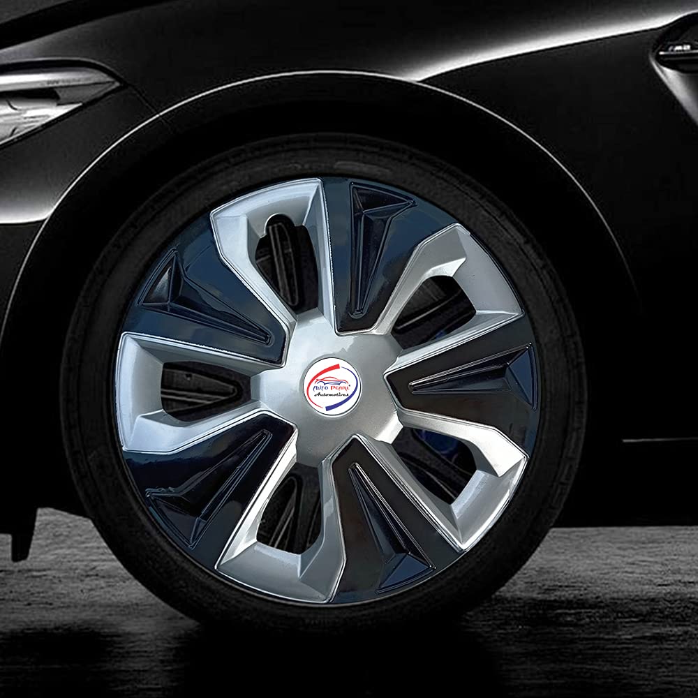 Auto Pearl - Premium 12" inch | Set of 4 Pcs | Press Type Hubcap Wheel Cover Replacements for OEM Steel Wheels ABS with Retention Ring | - for Alto 800 2016|(Color :- Black Silver) - Image 3 thumbnail