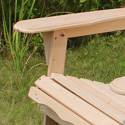 Merry Garden Foldable Wooden Adirondack Chair Kit with Pullout Ottoman, Outdoor, Garden, Lawn, Deck Chair, Unfinished