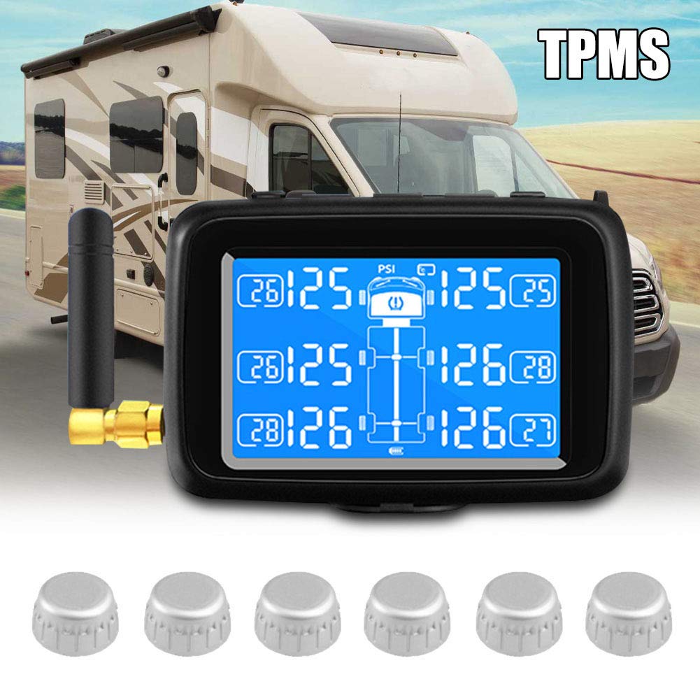 Sistema TPMS Con 4 Sensori Per Pressione E Temperatura Pneumatici (0-116 PSI), Display USB Ricaricabile, Per Auto E Rimorchi