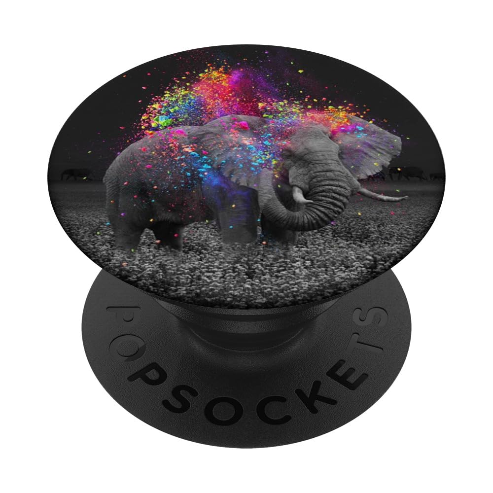 Elephant Colorful Wild Animal Gift PopSockets Adhesive PopGrip