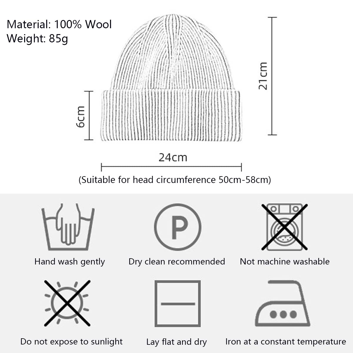 YUONNY 100% Wolle Stricken Beanie Mütze für Damen Herren, Winter Warm Weich Cuffed Beanie Hut, Winddicht Casual Gestrickte Mütze Unisex Strickmütze Skull Cap für Outdoor Ski Snowboard Black One