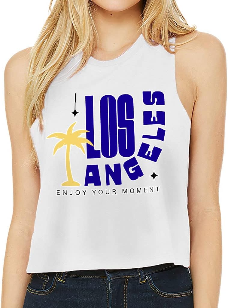 Enjoy Your Moment Racerback Cropped Tank - Los Angeles Women's Tank - Bright Tank Top