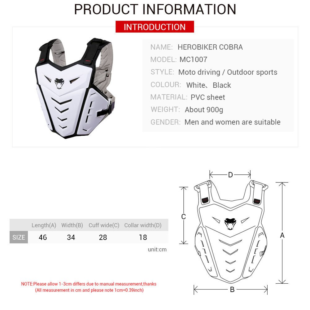 Herobiker - Gilet protettivo da moto, per adulti, con protezioni per torace e schiena, ideale per il fuoristrada