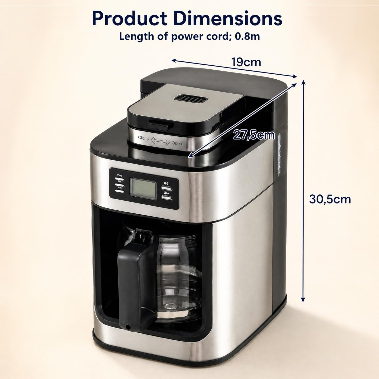 LIFEZEAL Cafetière Filtre 8 Tasses avec Verseuse 1 L pour Maison et Bureau