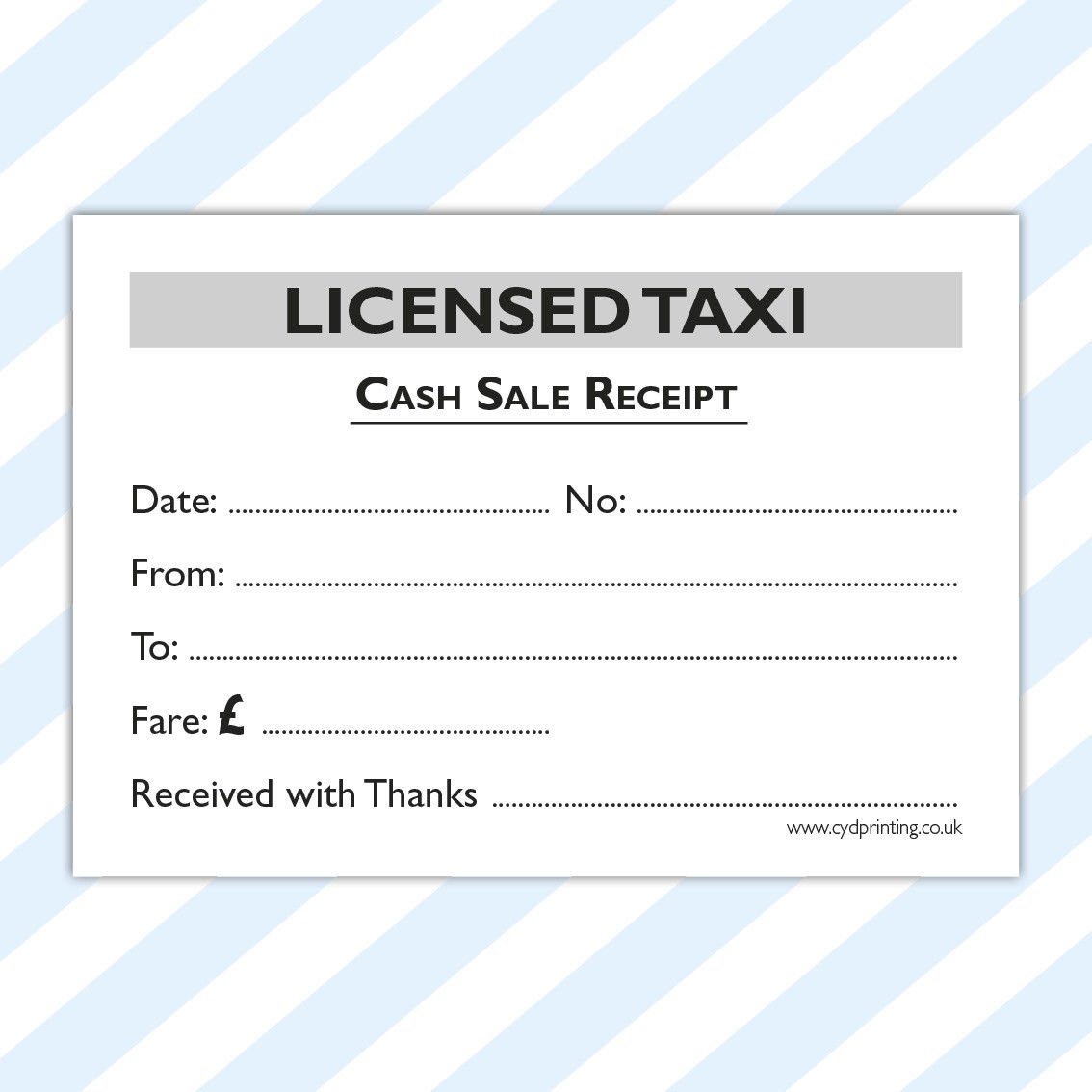 CYDPrinting Licensed Taxi Minicab Receipt Fare Pads Padded Invoices Notepad Licenced (4 packs 400 sheets)