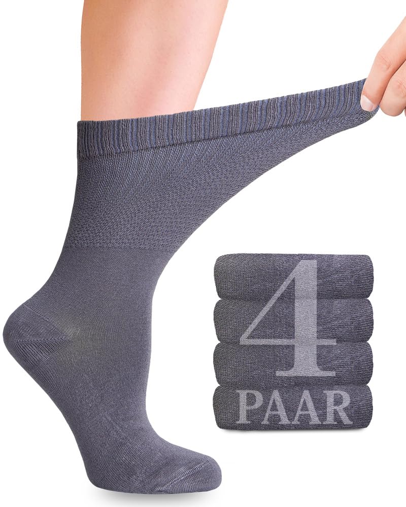 Fiera Besa Diabetiker Socken mit Lycra für Damen: Ohne Naht am Ansatz der Zehennägel; für Business und Freizeit; für Schwangere und Senioren geeignet; 4 Paar