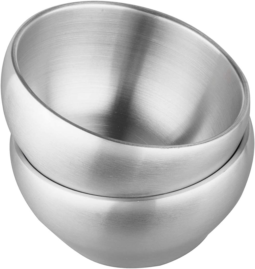 IMEEA® 24oz Heavy Duty Double-Deck Brushed SUS304 Stainless Steel Serving Bowls Set BPA Free, Set of 2 (5.6inch)