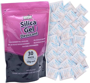 ANSIO 10 Gram Silica Gel Desiccant Sachets Moisture Absorbers - Pack of 30