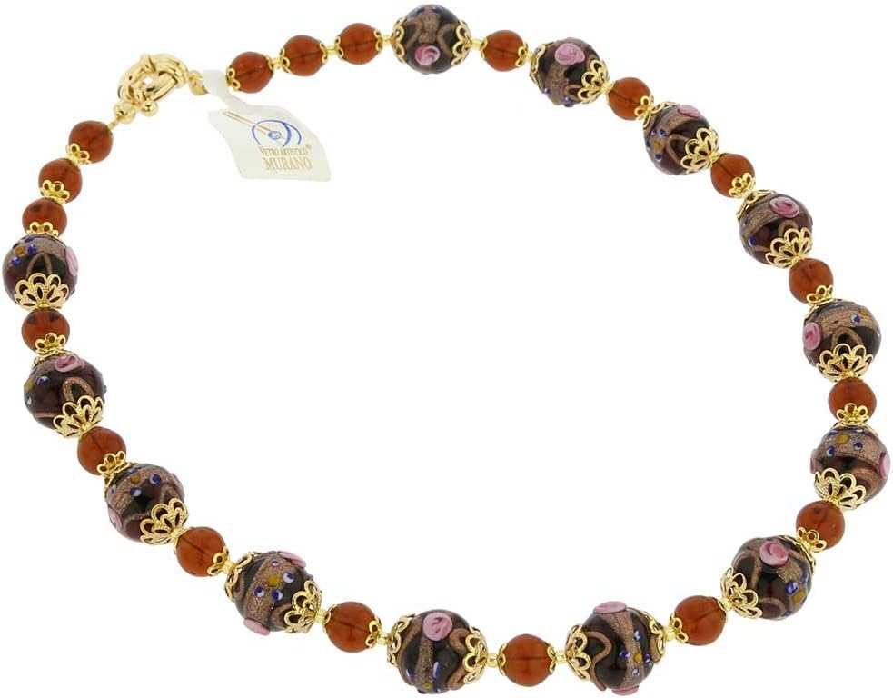 Glass Of Venice Murano Glass Necklace Venezia - Golden Brown