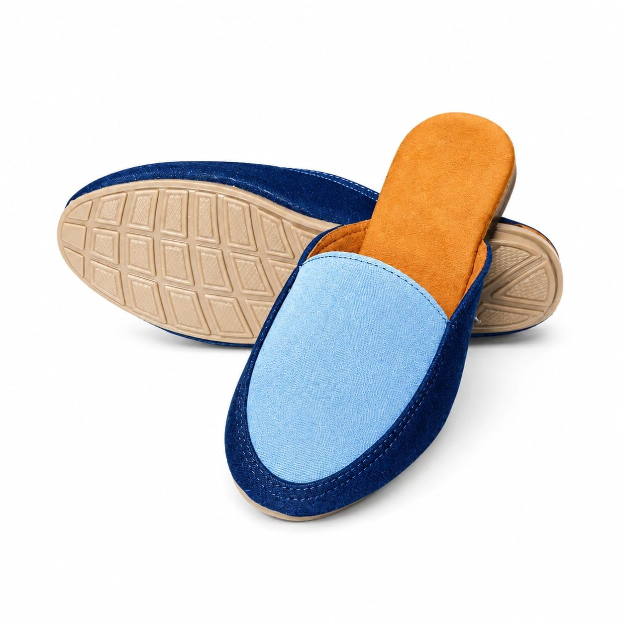 Women's Denim Blue Mule Slippers | Soft Cushioned Closed Toe Slip-On Shoes | Lightweight Indoor & Outdoor Comfort Footwear-image-24