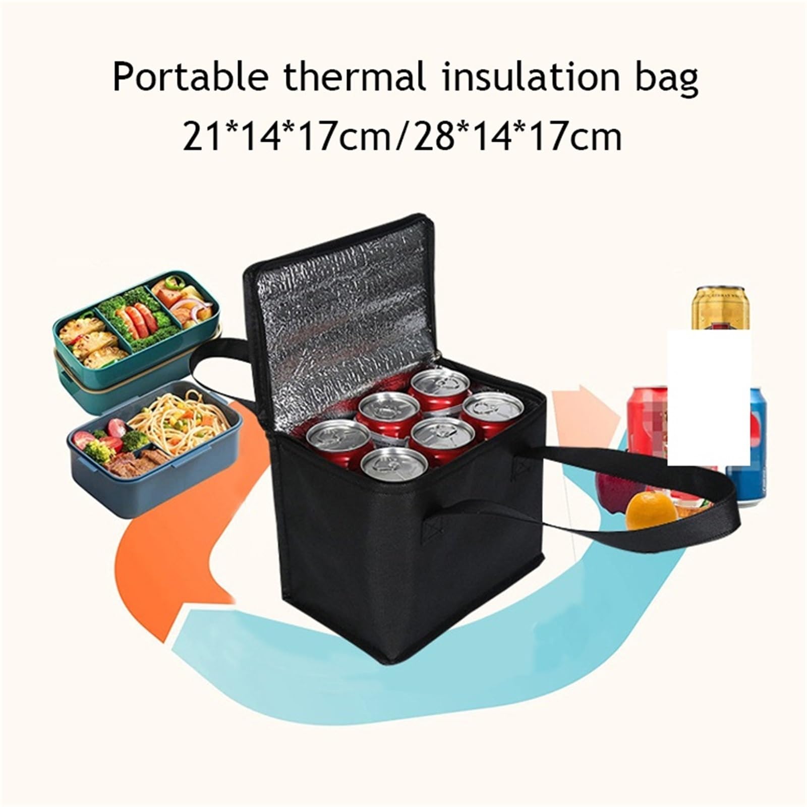 Bolsa Almuerzo Bolsa de almuerzo con aislamiento térmico y cremallera de gran capacidad, bolsas de almacenamiento, caja de bebidas más fresca, caja de comida fresca, bolsa de Picnic for acampar, 3 uds