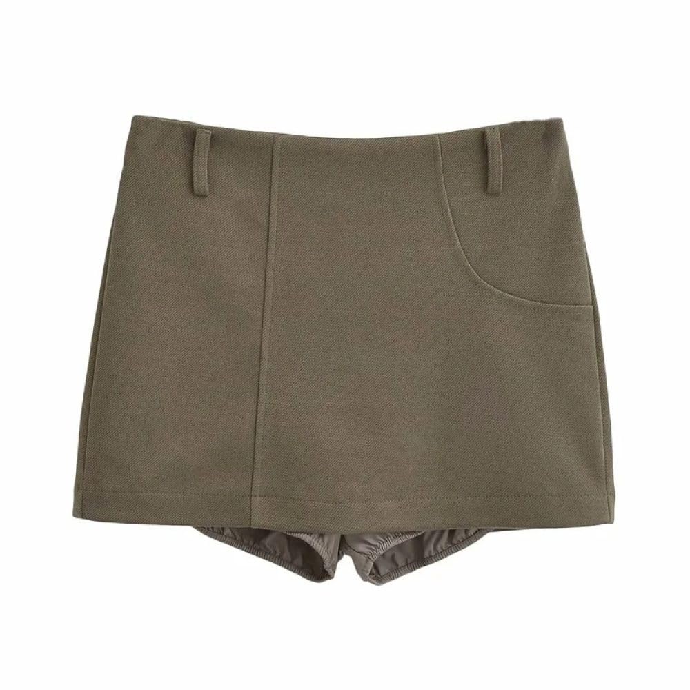 SWEPER Jupe Courte Femme - Mini Jupe De Costume en Sergé pour Femmes, Jupe De Costume Simplement Fine, Fermeture Éclair, Taille Haute, Couleur Unie