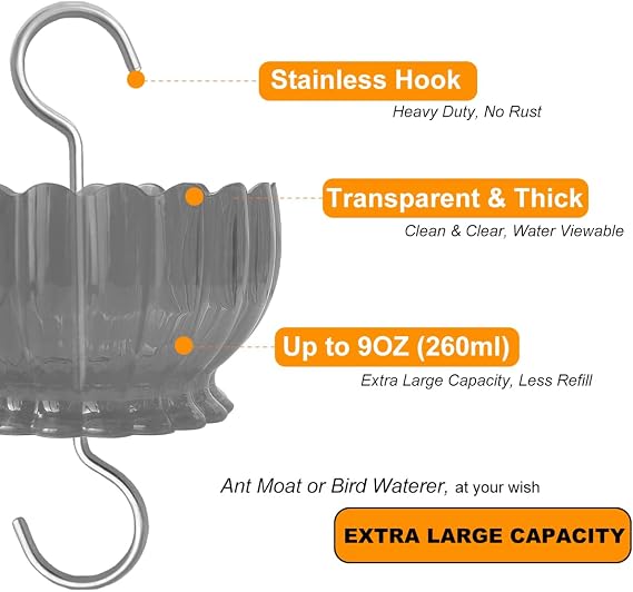 Extra Large Ant Moat for Hummingbird Feeder - Pack of 2PC x 9 OZ Capacity Insect Guard Daisy (Blue)