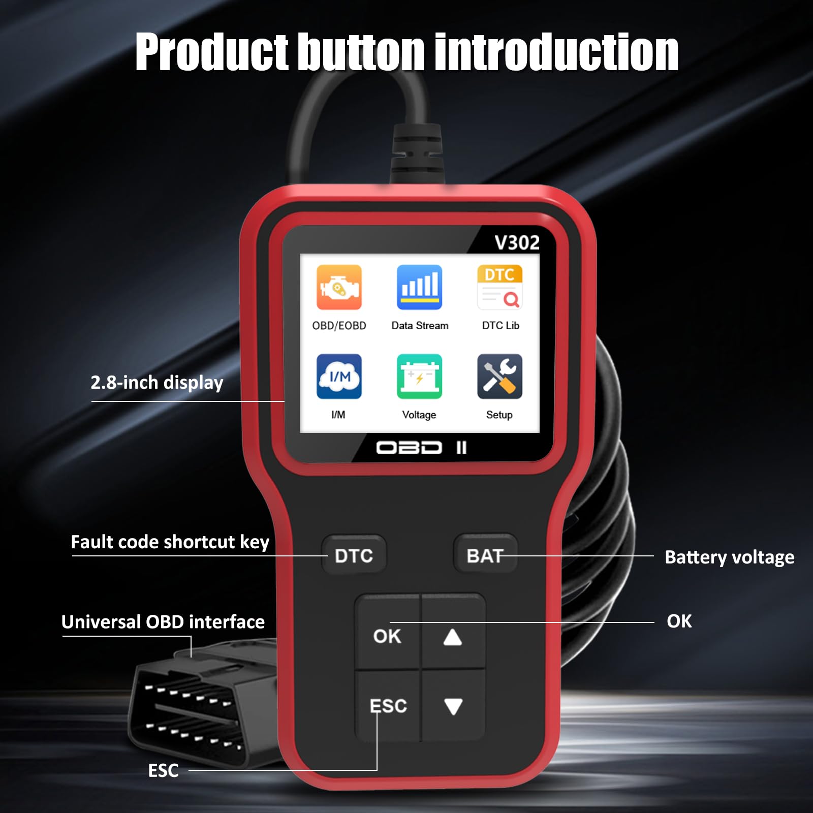 OBD2 Auto Diagnostica Diagnosi-auto Supporta più lingue, Diagnostico OBD2 per Multimarca - Lettore Errore Motore Auto con Funzioni-OBD2, Professionale Diagnostica Per tutti i Veicoli OBDII