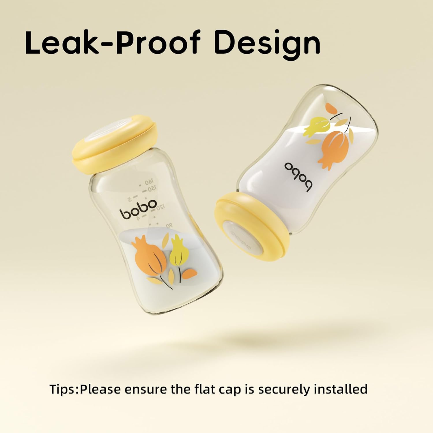 YOHKOH Glass Breast Milk Storage Bottles - 100% Leak-Proof, BPA-Free Breastmilk Storage Containers, Freezer & Dishwasher Safe, Ideal for Nursing Mothers (Multicolor1, 5.4oz (Pack of 6))