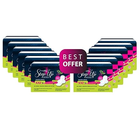 StepUp Harmful Chemichal Free 320mm Sanitary Pad For Women, Day & Night Care Combo pack of 84 (12 Packs x 7 Pads each) ST02