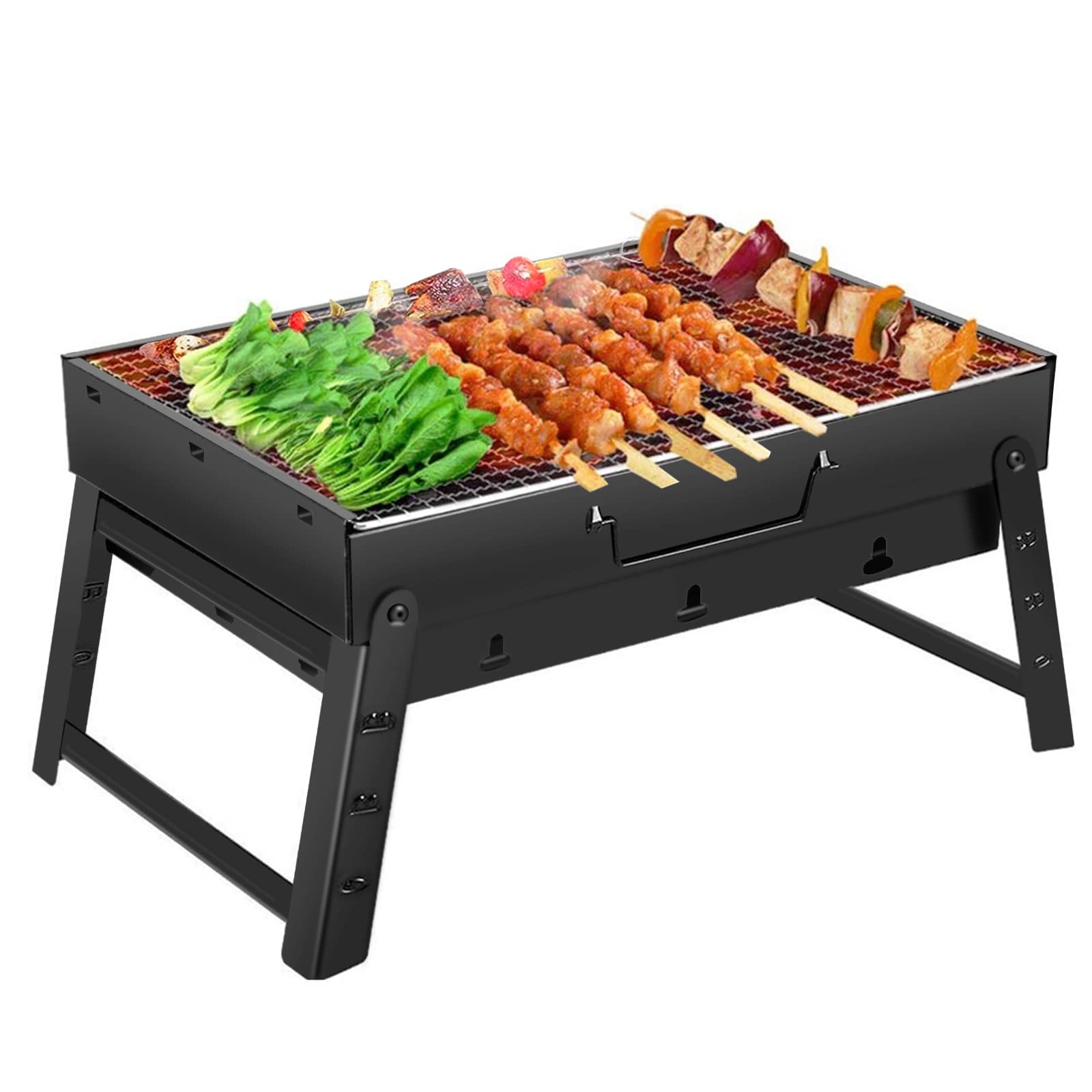 Newthinking Portable Barbeque Grill, Small Folding BBQ Grill, Mini Charcoal Grill for Camping Travel Outdoor Small Picnic Party, Quick to Assemble (Large)