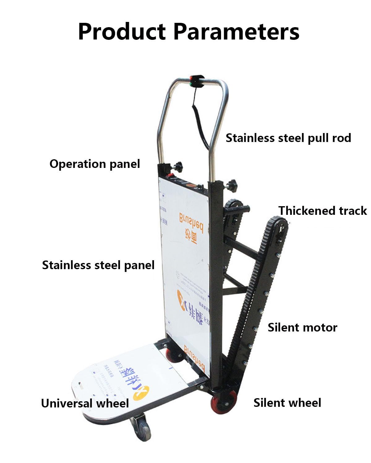 Tipo Cingolato - Montascale Elettrico,Carrello per Scale Cingolato Alimentato A,con capacità di Carico di 350 kg,Trasporto di Attrezzi per Salire E Scendere Le Scale A