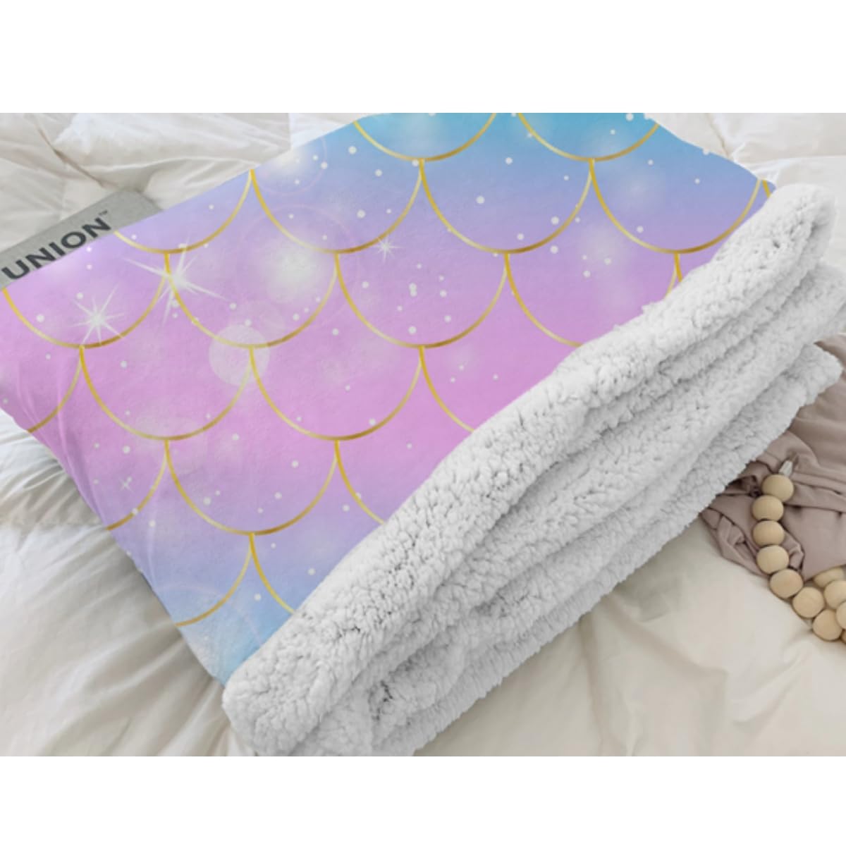 MUSOLEI Sirena Manta Infantil para Niños 150x130cm Manta mullida Colcha Multiusos para sofá Manta de Cama Manta Fular Manta de Forro Polar Manta cálida para el hogar Regalo para niñas